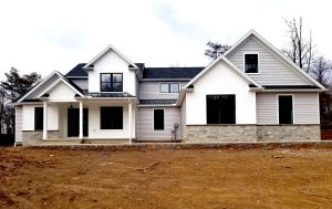 new home construction of a white house