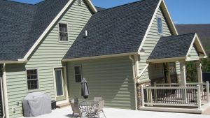 newly constructed home with patio space