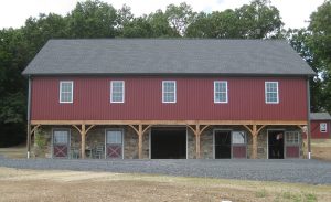 newly constructed red barn