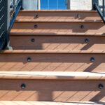 step lights in the stairs of a second level deck