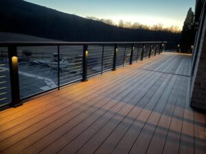 deck replacement with mahogany color wood