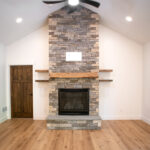 new stone fireplace in living room