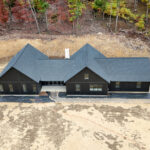 overhead view of a new ranch home