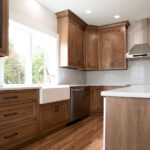 new kitchen with wooden cabinets