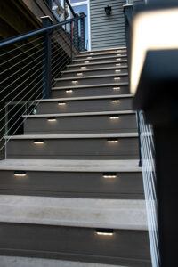 deck stairs with step lights