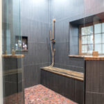 modern rain shower in new bathroom