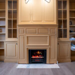 new fireplace with lots of storage