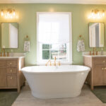 bathtub and two sinks in a new master suite