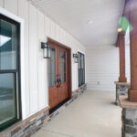 inside the front porch of a new home