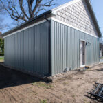 right side view of a detached garage