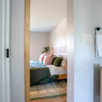 door to bedroom from the bathroom
