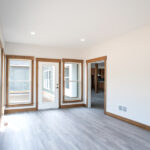 living room with doors to the back porch