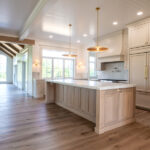 kitchen with an island and wood cabinets