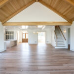 living room with wood ceiling