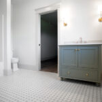 bathroom with sink and large shower