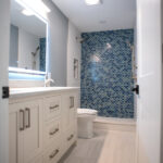 renovated bathroom with walk in shower