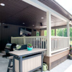 outdoor living space with vinyl railings