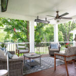 new front porch with ceiling fan and heating