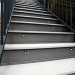 stairs to new deck with stair riser lights