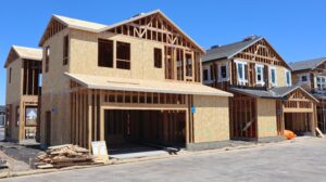 frame of a new home during the home construction process