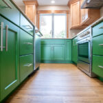 custom green kitchen cabinets